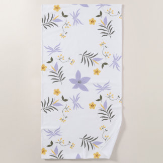 Serviette De Plage Soft Purple & Yellow Floral Beach Towel