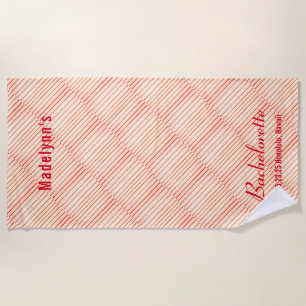 Serviette De Plage Soirée de mariage Motif en bande rouge rose