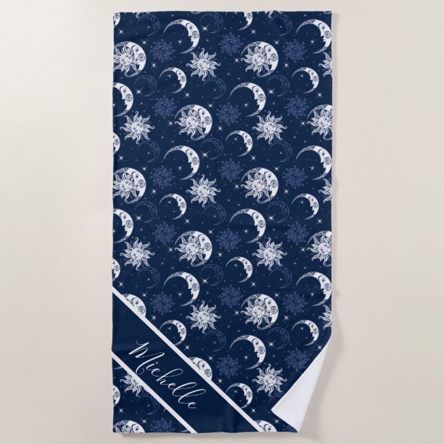 Serviette De Plage Soleil céleste et lune (Devant)