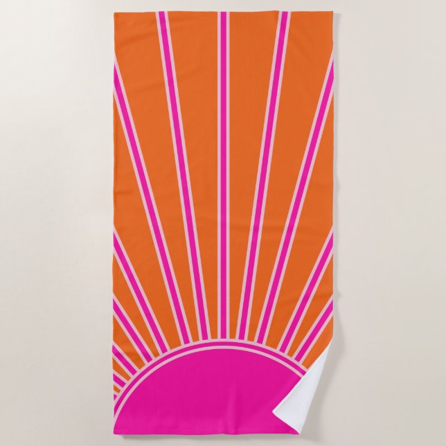 Serviette De Plage Soleil Sunrise Orange Et Rose Chaud Preppy Sunshin (Devant)