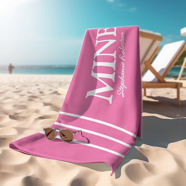 Serviette De Plage Son et Hers Pink 'MINE' personnalisé (Créateur téléchargé)