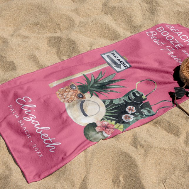 Serviette De Plage Sorbet Pastèque Rose | Été Tropical Plage (Créateur téléchargé)