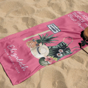 Serviette De Plage Sorbet Rose de Pastèque Plage Tropicale d'Été