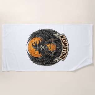 Serviette De Plage Sorcière d'Halloween gothique vintage