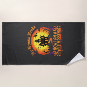 Serviette De Plage Sorcière messagère cycliste Halloween Balai cassé