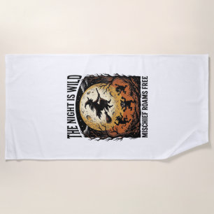 Serviette De Plage Sorcière Vintage Halloween Lunes Malicieuses Graph