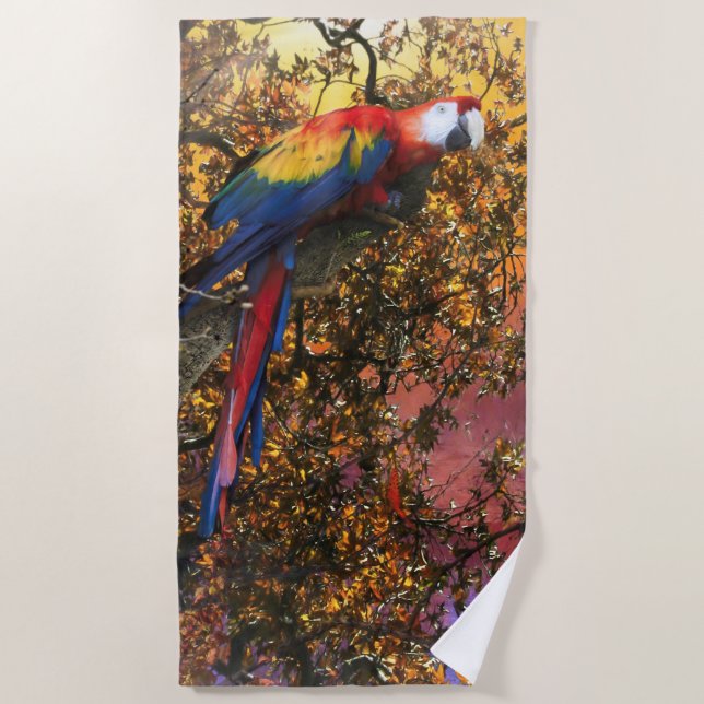 SERVIETTE DE PLAGE SORTIE DE LA FORÊT DE MACAT PARROT (Devant)
