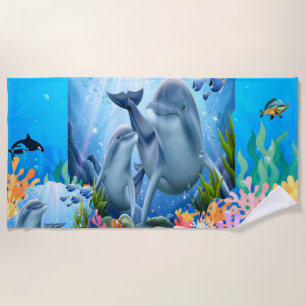 Serviette De Plage Sous la mer Dolphin Beach Towel