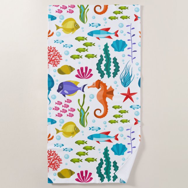 Serviette De Plage Sous le motif des animaux marins (Devant)