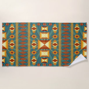Serviette De Plage Southwestern Golden Sun Rays Design indien