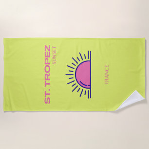 Serviette De Plage St Tropez, Preppy, Vert
