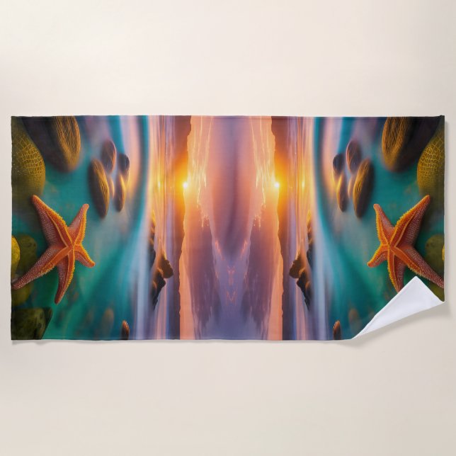 Serviette De Plage Starfish sur la plage à Dawn (Devant)