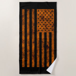 Serviette De Plage Stars et rayures US Drapeau Design en orange sur u