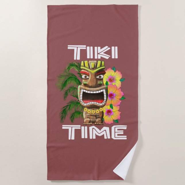 Serviette De Plage Statue de Tiki sur les îles Hawaiiennes (Devant)