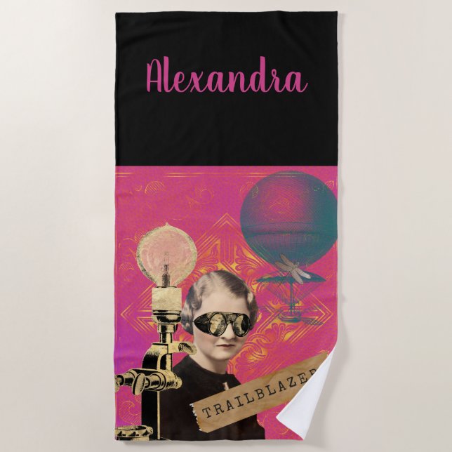 Serviette De Plage Steampunk Femme Trailblazer Pop Art (Devant)
