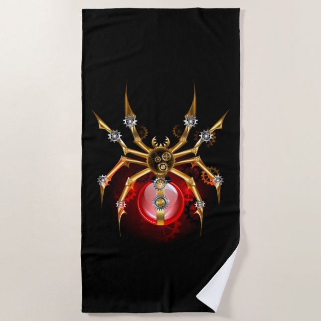Serviette De Plage Steampunk spider on black (Devant)