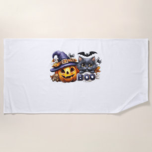 Serviette De Plage Sticker pour chat Halloween drôle - Casquette sorc