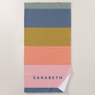 Serviette De Plage Striped Moderne Simple Multicolore Personnalisé