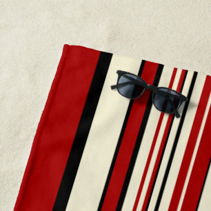 Serviette De Plage Stripes complexes - Rouge & Crème
