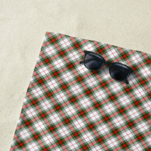 Serviette De Plage Stuart / Stewart tartan blanc rouge vert plaid