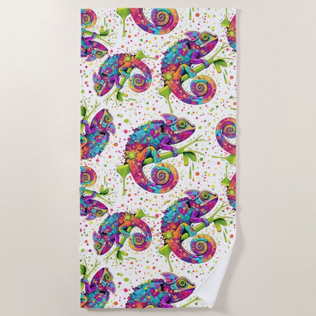 Serviette De Plage Style d'aquarelle des teintures Chameleon (Devant)