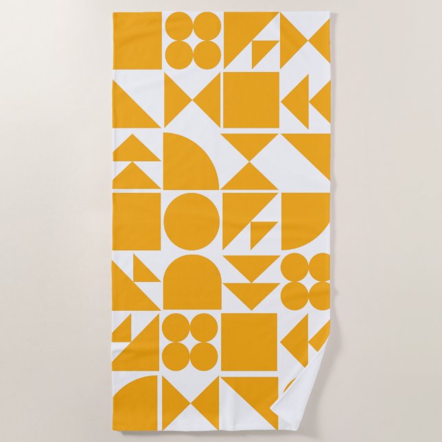 Serviette De Plage Style Jaune moderne Motif de formes géométriques (Devant)