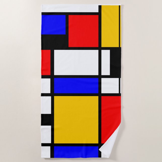 Serviette De Plage Style Mondrian (Devant)