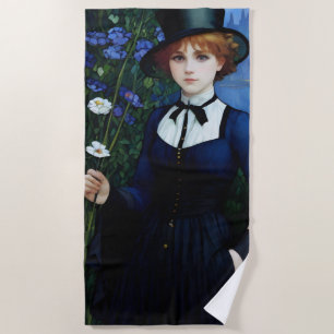 Serviette De Plage Style vintage Joli sombre Academy Portrait fille