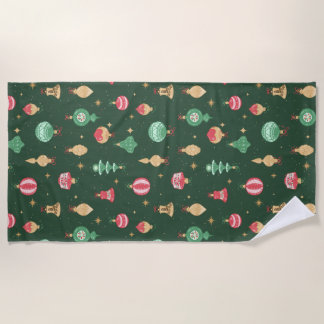 Serviette De Plage Style vintage Ornement de Noël Motif - Vert