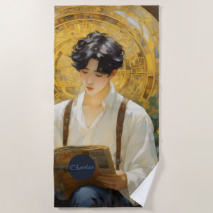Serviette De Plage Style Vintage romantique Art de la lecture de garç