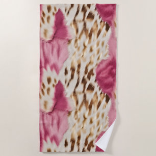Serviette De Plage Stylish Girly Rose White Gold Zebra