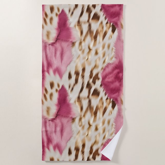 Serviette De Plage Stylish Girly Rose White Gold Zebra (Devant)