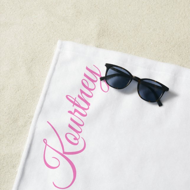 SERVIETTE DE PLAGE STYLISH MODERN CUSTOM NAME BRIDE BACHELOR PARTY  (En situation)