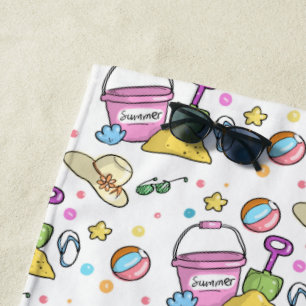 Serviette De Plage Summer Beach Doodles Motif