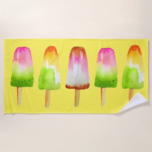 Serviette De Plage Summer Beach Popsicle fruit bloc de glace (Devant)