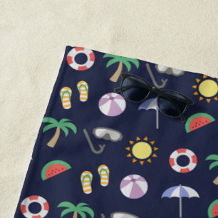 Serviette De Plage Summer Beach Vacances Motif bleu