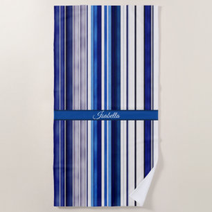 Serviette De Plage Summer Navy Blue Boat Collection de rayures tendan