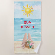 Serviette de plage Sun Kissed avec bain de soleil