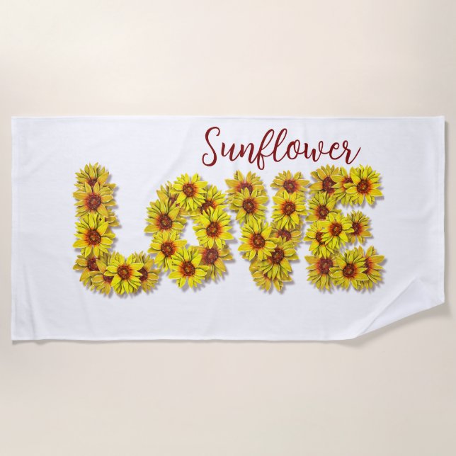 Serviette De Plage Sunflower Love Beach Towel (Devant)