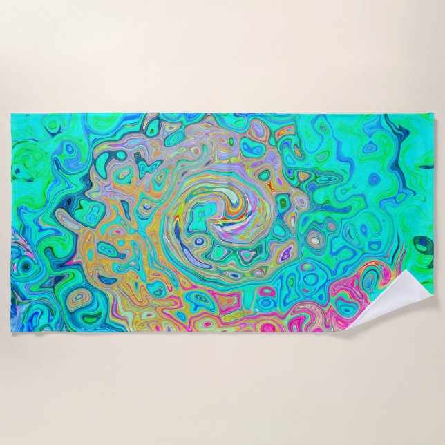 Serviette De Plage Super Abstrait Rainbow Liquid Swirl (Devant)