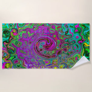 Serviette De Plage Super Purple Abstrait Retro Liquid Swirl