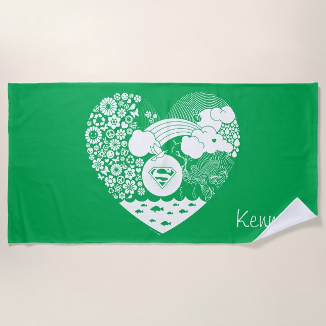 Serviette De Plage Supergirl Floral Peace Heart Graphisme (Devant)
