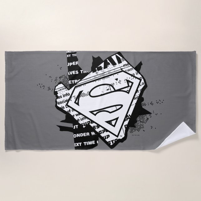 Serviette De Plage Supergirl Newsprint S-Shield (Devant)