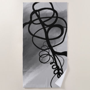 Serviette De Plage Sur la grille : gris Abstrait, noir et blanc