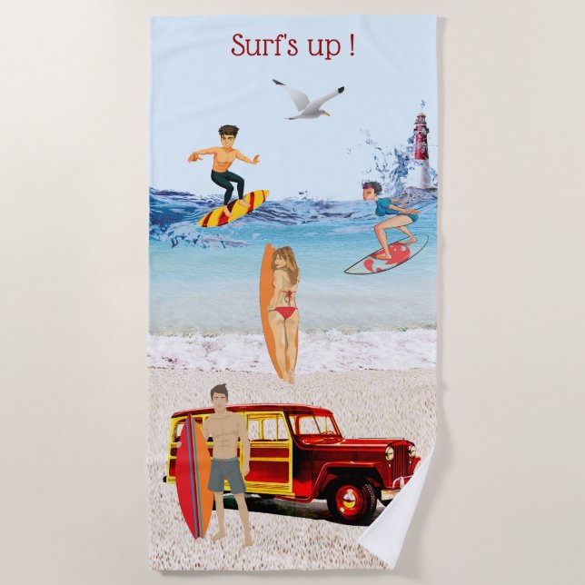 Serviette De Plage Surf ! (Devant)