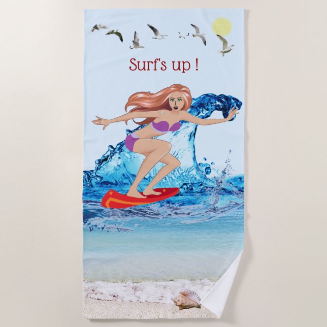 Serviette De Plage Surf ! (Devant)