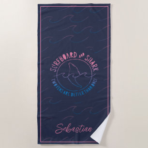 Serviette De Plage Surf Et Requin Drôle Surfer Surf Été