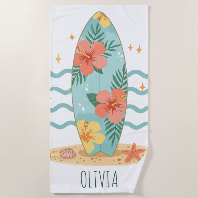 Serviette De Plage Surf tropical - Hibiscus Dreams (Devant)