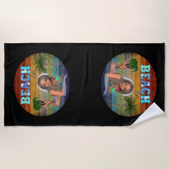 Serviette De Plage Surf vintage Beach Life (Devant)