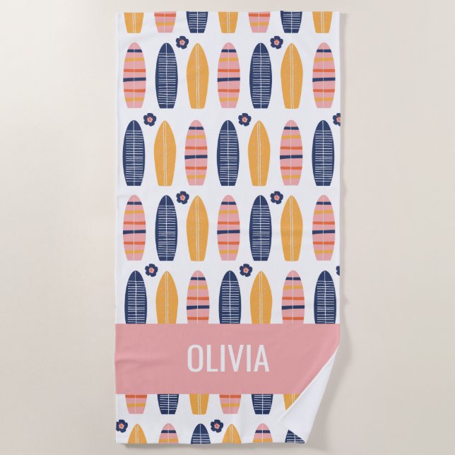 Serviette De Plage Surfs Up Plafond rose et fleurs (Devant)